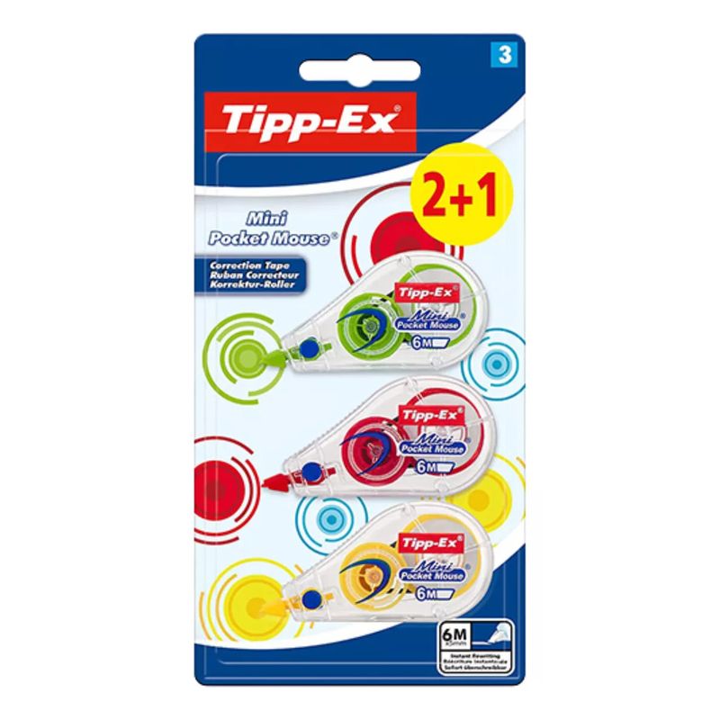 GENERICO - Cinta Correctora Tipp-Ex 6 Metros Blíster 3 Unidades