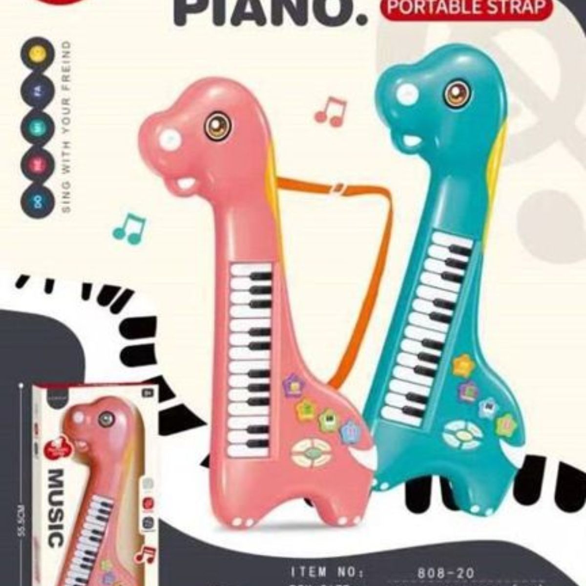 GENERICO - Mini Teclado Piano Musical Dinosaurio Celeste