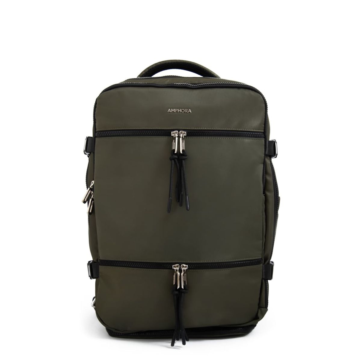AMPHORA - Mochila Travel con tapa vesta grande verde oliva