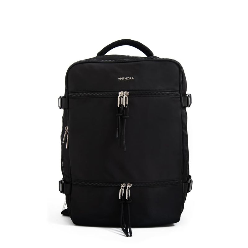 AMPHORA - Mochila travel con tapa grande vesta negro