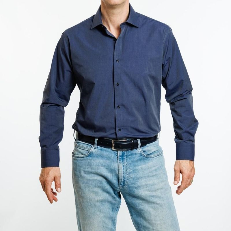 VANDINE - Camisa  Azul Fil a Fil Etiqueta Roja V24-25-12 - Gris