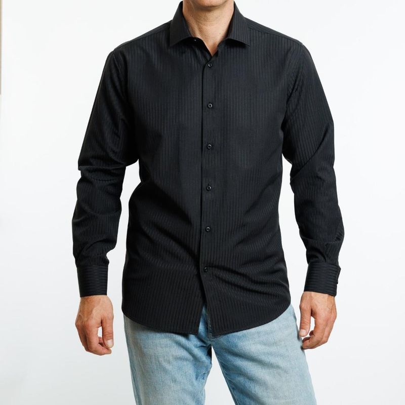 VANDINE - Camisa Negra Texturada Etiqueta Roja V24-25-12 - Negro