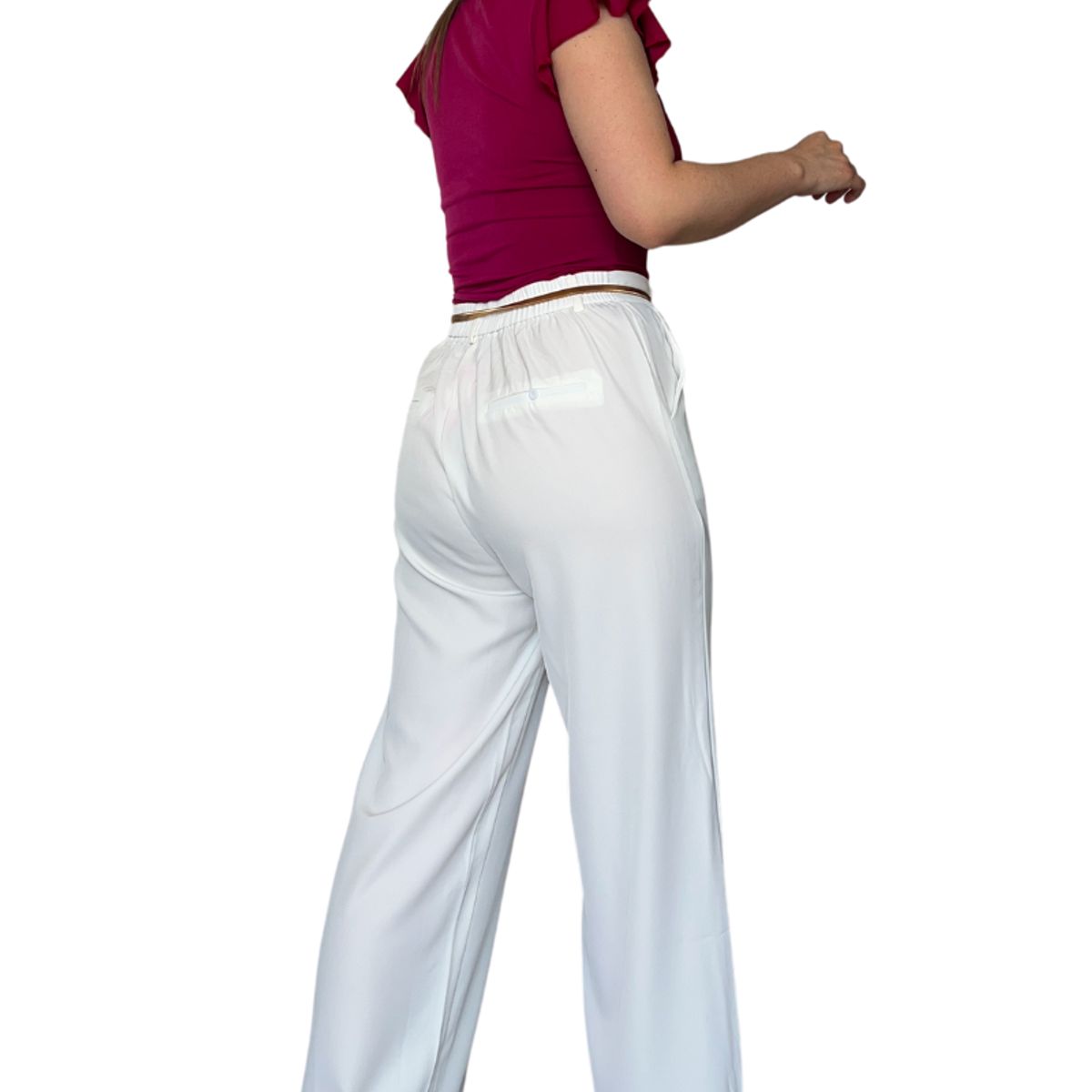 LUCKY DIAMONDS - Pantalón palazzo sastrero tiro alto cintura elasticada