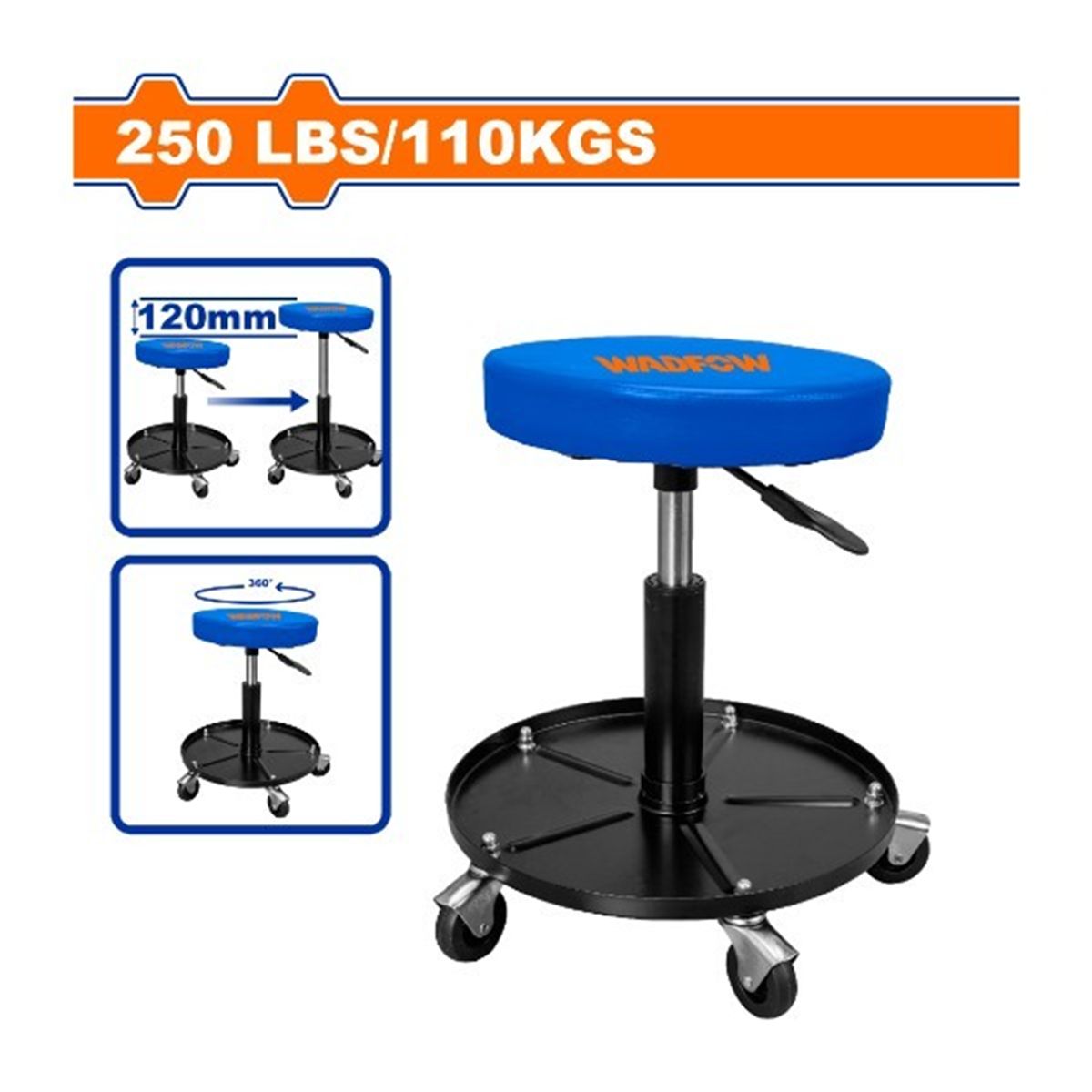 WADFOW - Asiento Rodante Mecanico Con Ruedas Wadfow Regulable Wnc1521