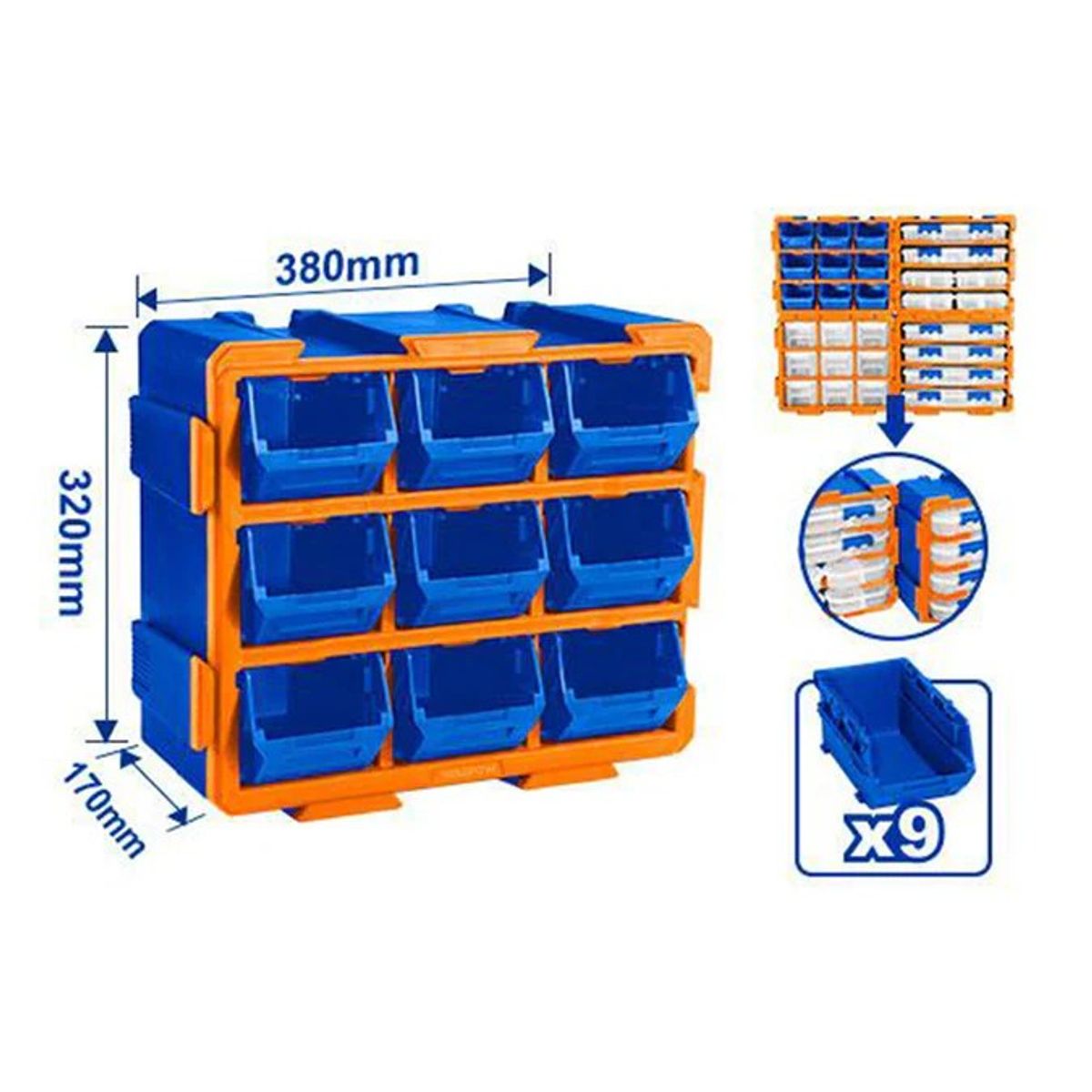 WADFOW - Contenedor Apilable Para Almacenamiento Wadfow 38x17x32 Cm