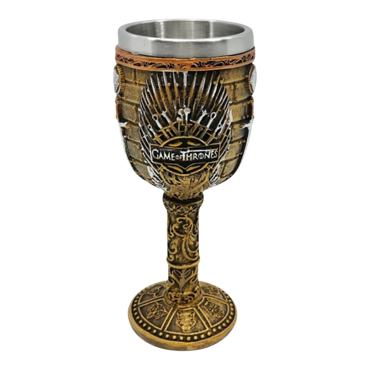 GENERICO - Copa Cáliz Resina Acero Game Of Thrones Iron Throne Dragones - Negro
