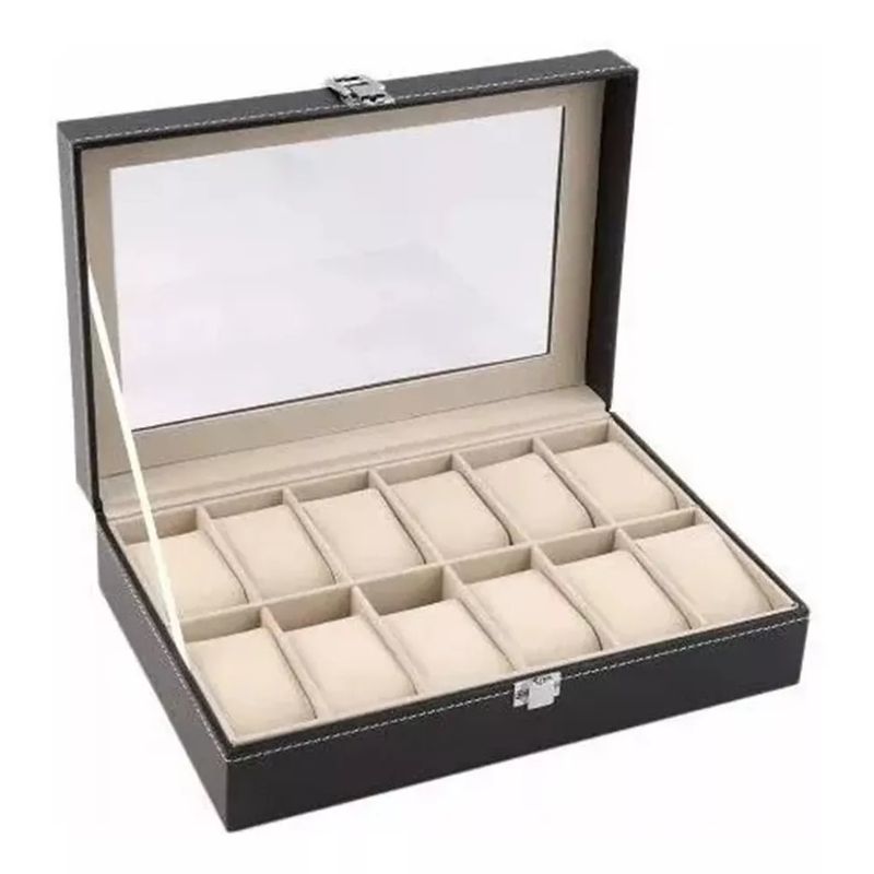 GENERICO - Organizador Estuche Caja 12 Relojes Exhibidor
