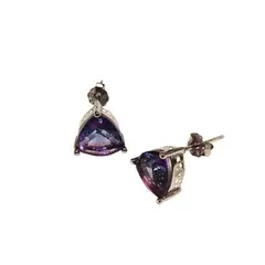 GENERICO - Aros de Plata triangulares con cristal Morado Tornasol