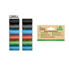 GENERICO - Bolsas de Excremento Para Perros 12Rollos Colores Diseño