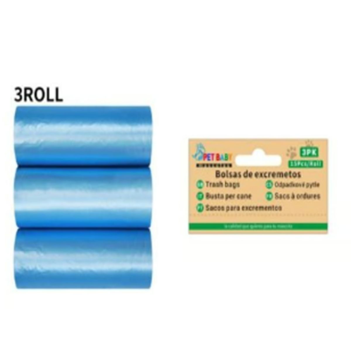 GENERICO - Bolsas de Excremento Para Perros 3Rollos Azul