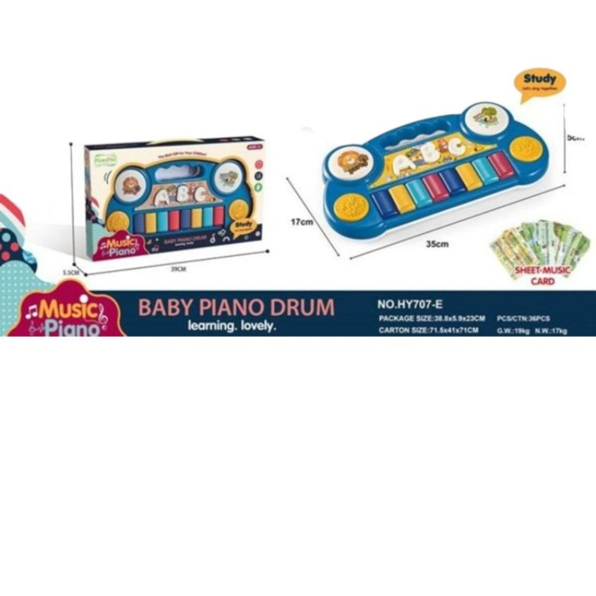 GENERICO - Juguete Mini Piano letrasLuces Y Sonido Para Niños Y Niñas celeste