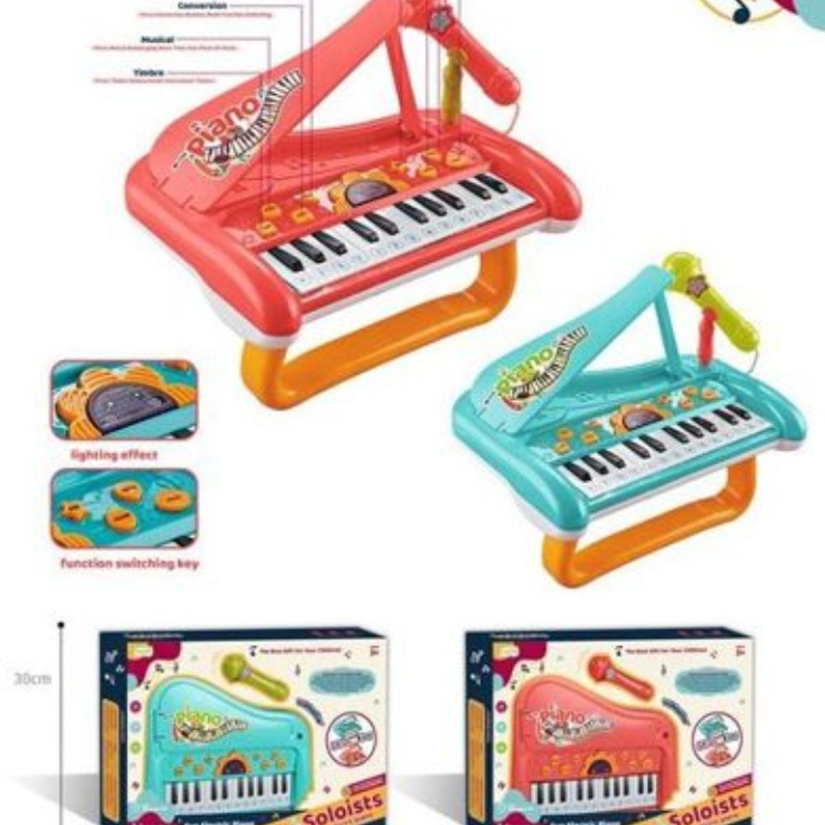 GENERICO - Piano Juguete Electrónico Para Niños Musical Con Micrófono Celeste