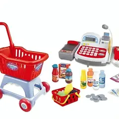 OEM - Set De Caja Registradora Y Carro De Supermercado Grande