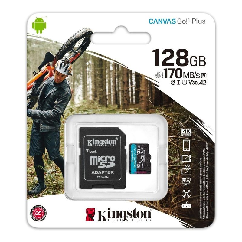 KINGSTON - Microsd Kingston 128gb Canvas Go! Plus Uhs-i A2 V30 U3 C10