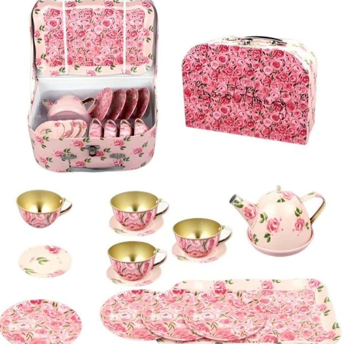 OEM - set Tetera Metalico Caja Rosa