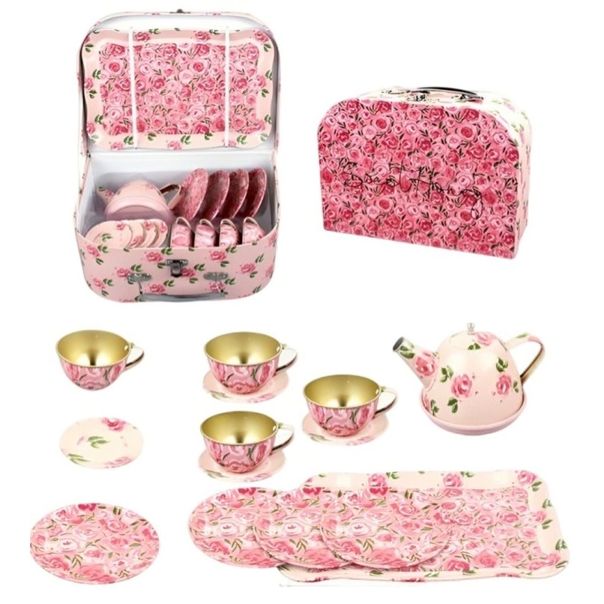 OEM - set Tetera Metalico Caja Rosa