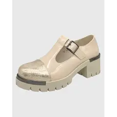 DINASTELLA - Zapato para mujer con taco bajo Mary jane Blanco