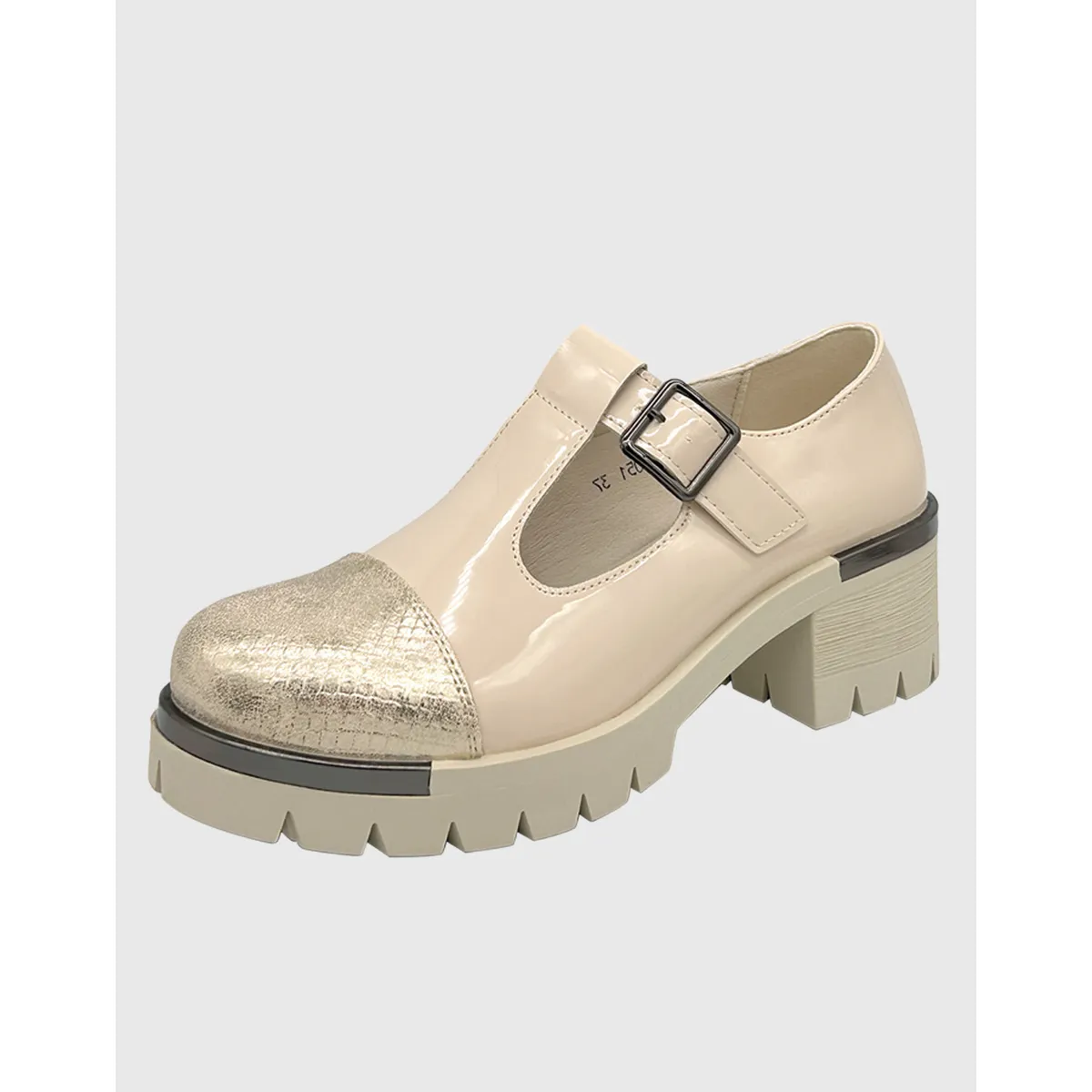 DINASTELLA - Zapato para mujer con taco bajo Mary jane Blanco