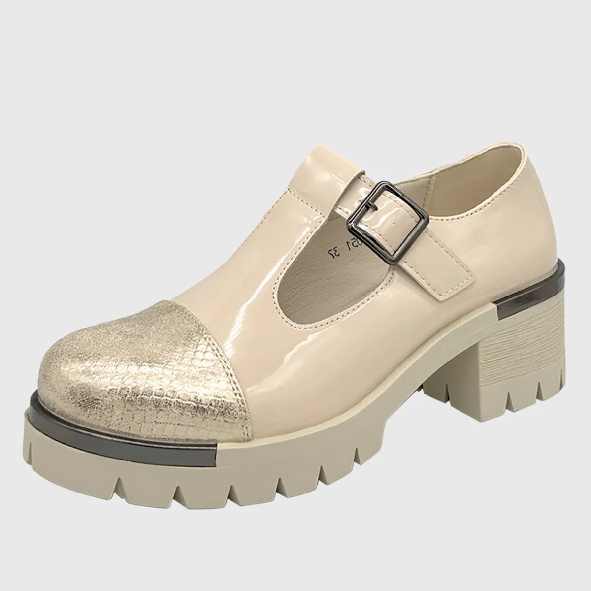 DINASTELLA - Zapato para mujer con taco bajo Mary jane Blanco