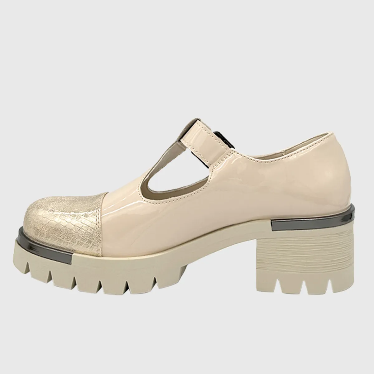 DINASTELLA - Zapato para mujer con taco bajo Mary jane Blanco