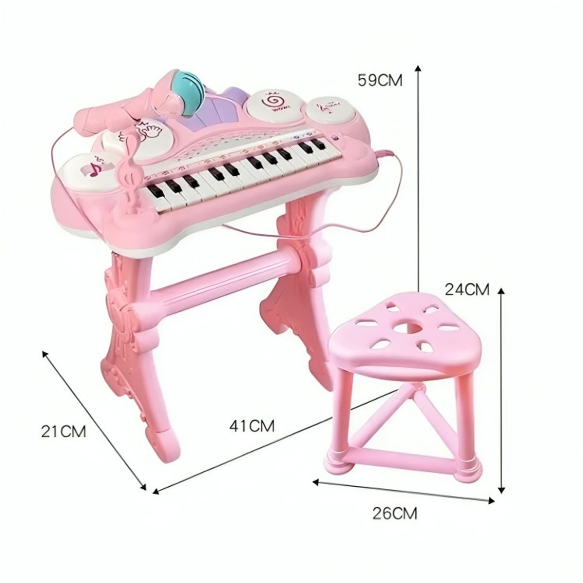 OEM - Teclado Electrónico Piano Para Niños Musical Con Micrófono-Rosa