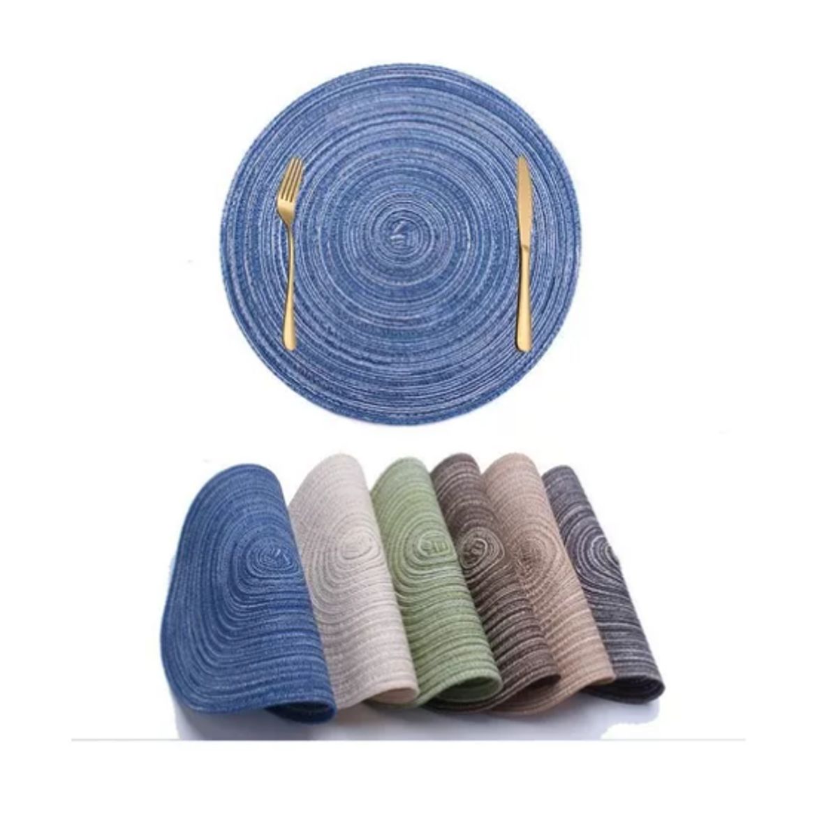 GENERICO - Set De 6 Individuales Redondos Trenzados 38cm