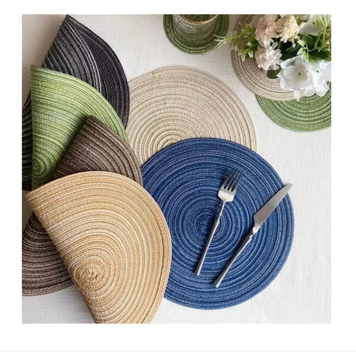 GENERICO - Set De 6 Individuales Redondos Trenzados 38cm