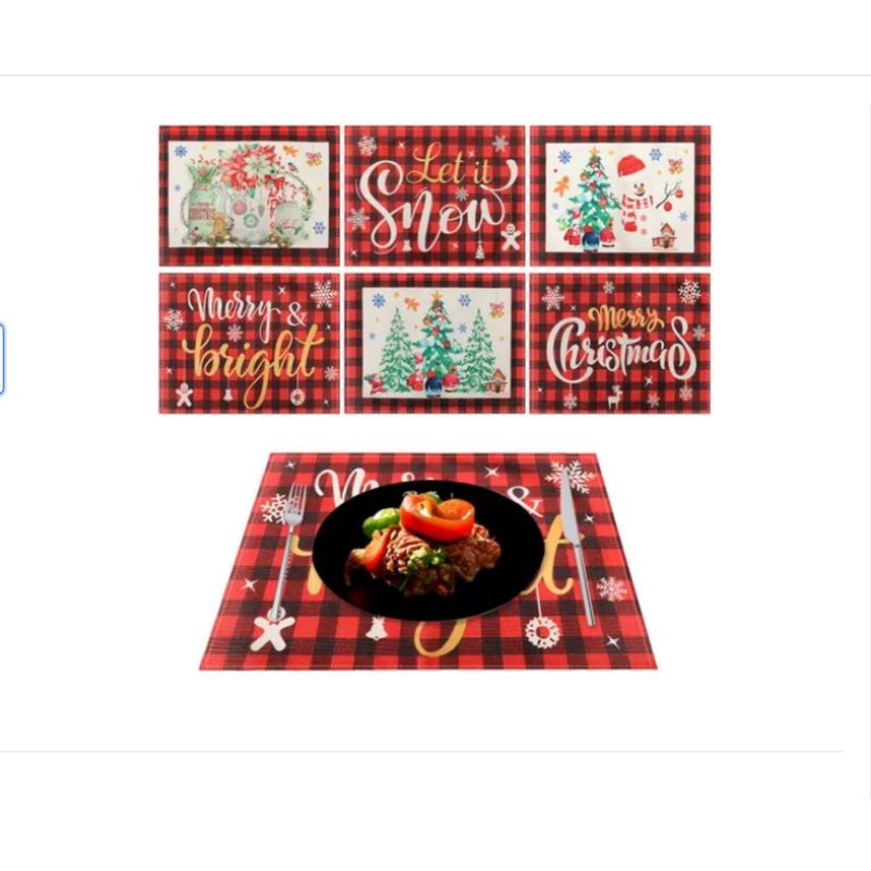 GENERICO - Manteles Individuales De Mesa Navidad Decoración 6 Piezas