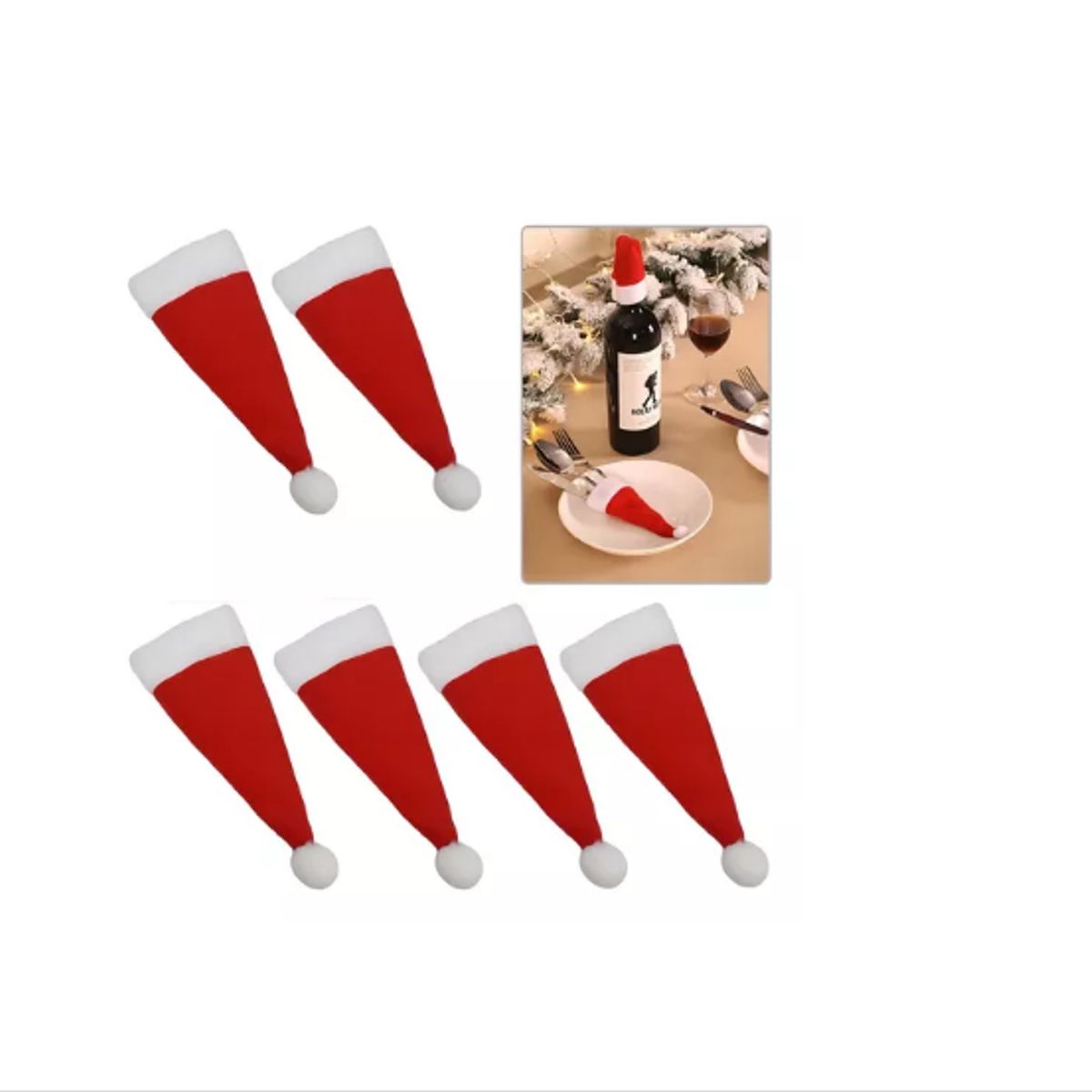 GENERICO - Pack 6 Cubre Servicios Navideños Decoración Mesa Navidad