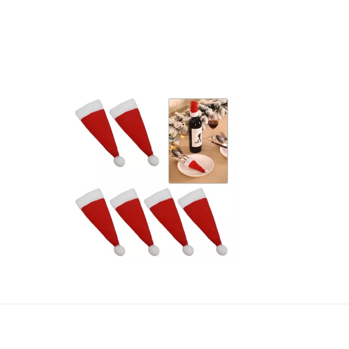 GENERICO - Pack 6 Cubre Servicios Navideños Decoración Mesa Navidad