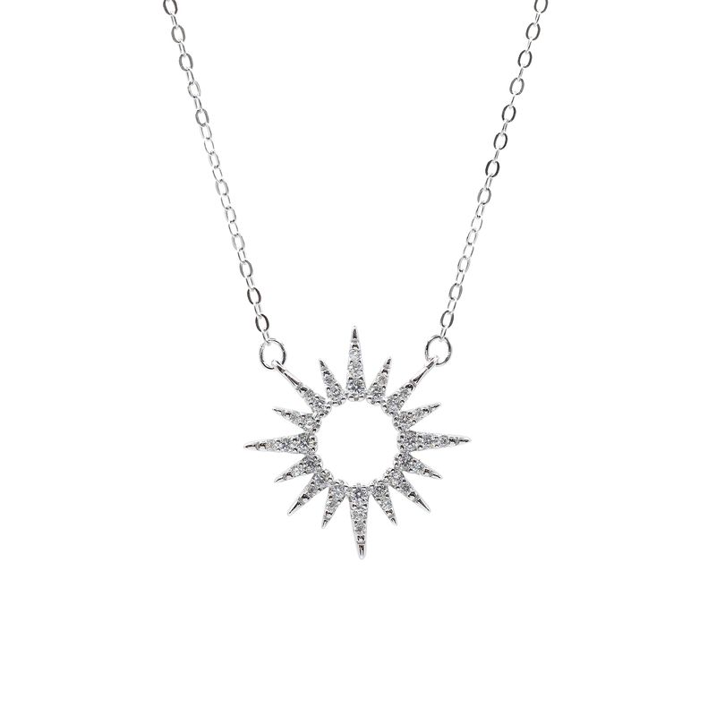 LA GARZA - Collar Plata Mujer Sol Cristales