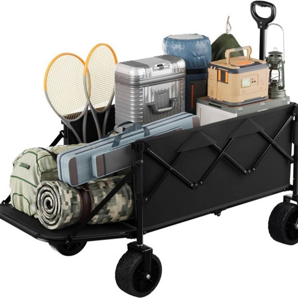 EVERSO - Carrito Para Compras Plegable Ideal Para El Camping Y Picnic Negro-