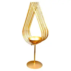 GENERICO - Porta Vela de Metal Dorado de 10x30 cm