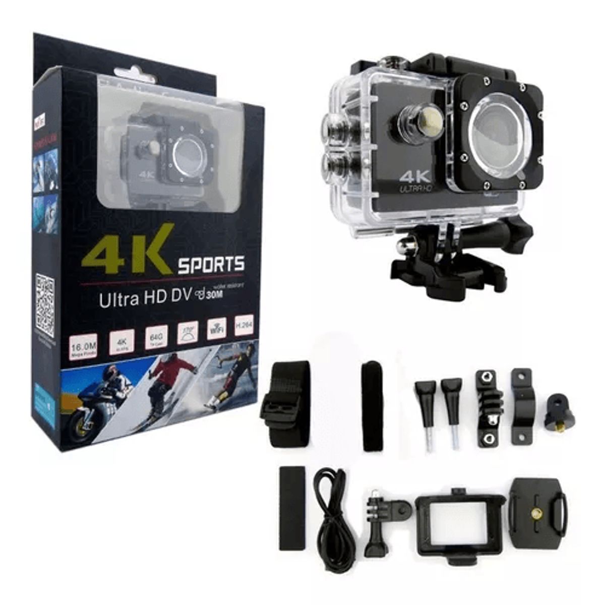 GENERICO - Camara 4k Full Hd Sports Wifi Resistente Al Agua Color Negro