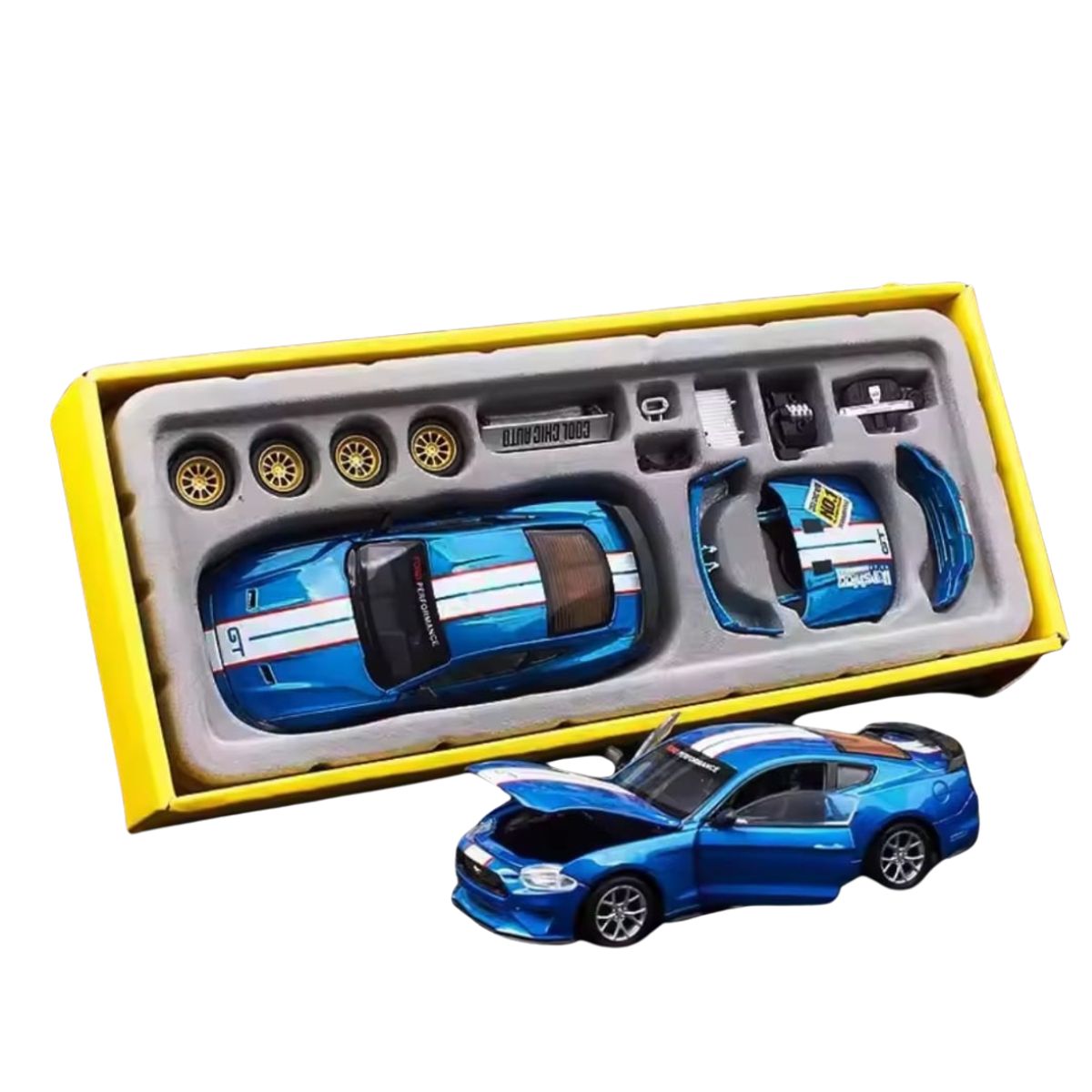 GENERICO - Autos Coleccion Ford Mustang Gt 2018 Car Tuning 1:42 Azul