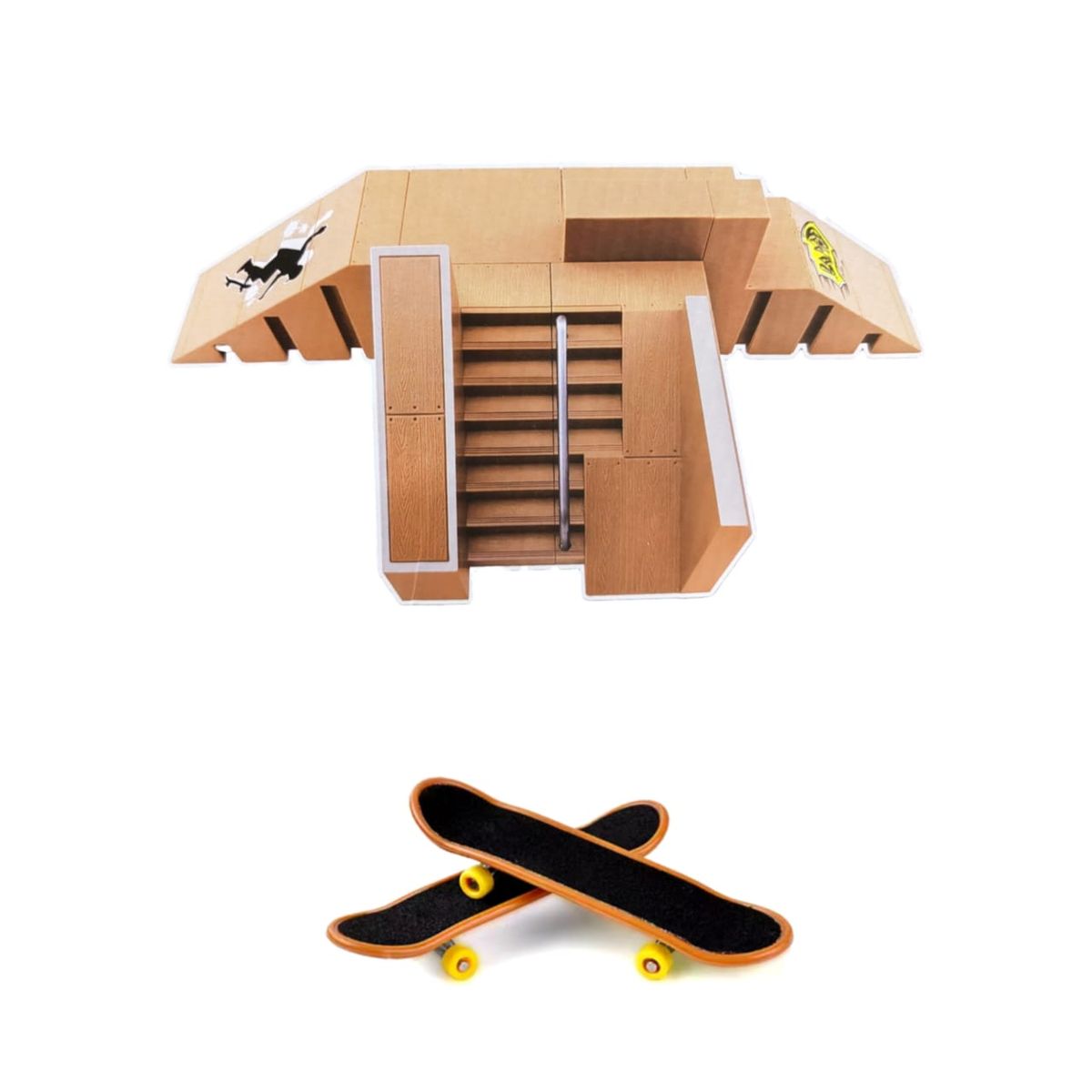 GENERICO - Mini Parque Skate Park Finger + 2 Patinetas Rampa Dedos Skate