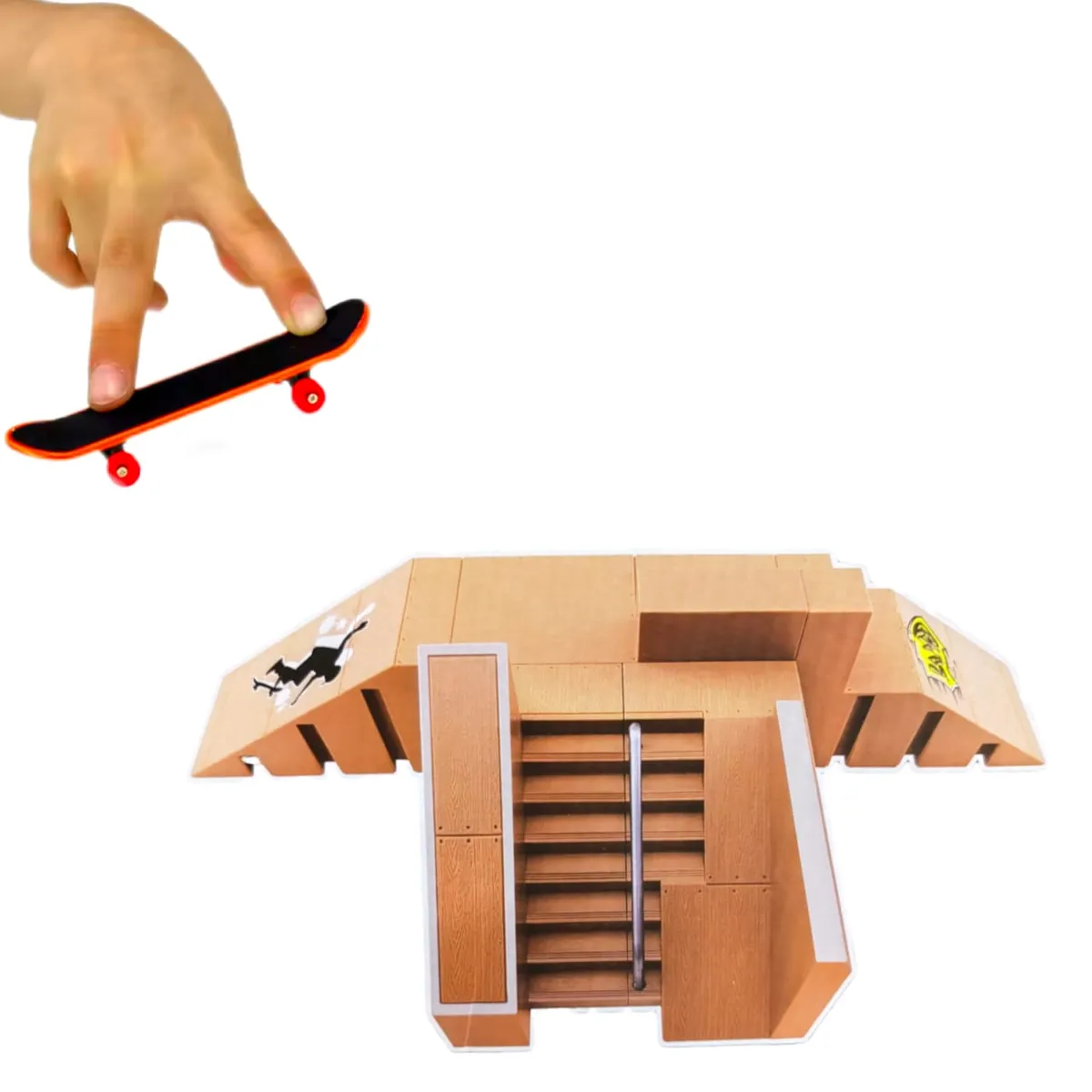 GENERICO - Mini Parque Skate Park Finger + 2 Patinetas Rampa Dedos Skate