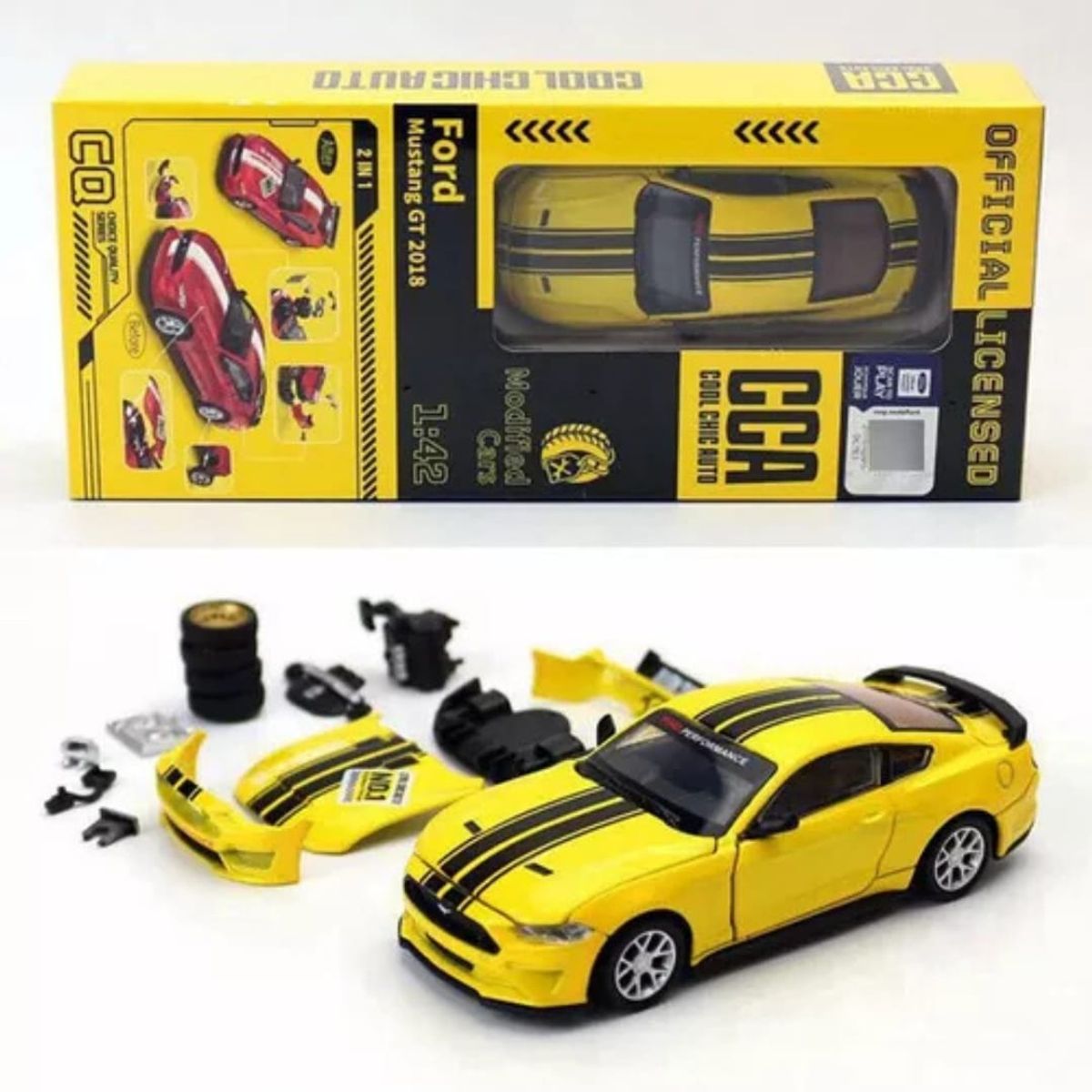 GENERICO - Autos Coleccion Ford Mustang Gt 2018 CarTuning 1:42 Amarillo