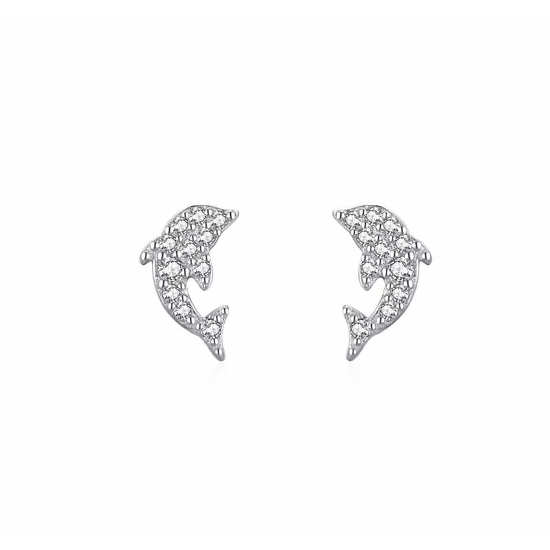 LA GARZA - Aros Plata Mujer Delfines Cristales