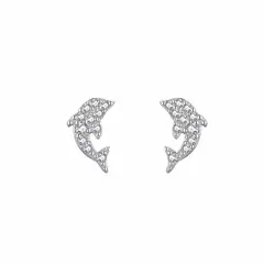 LA GARZA - Aros Plata Mujer Delfines Cristales