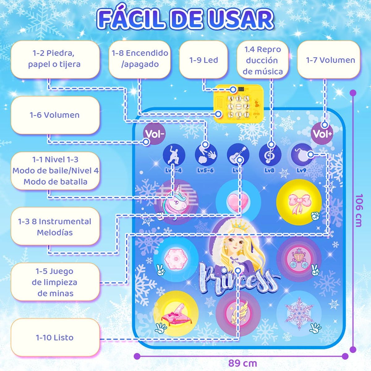 LUKOVEE - Alfombrilla de Musicales de Piano  Plegable para Niños