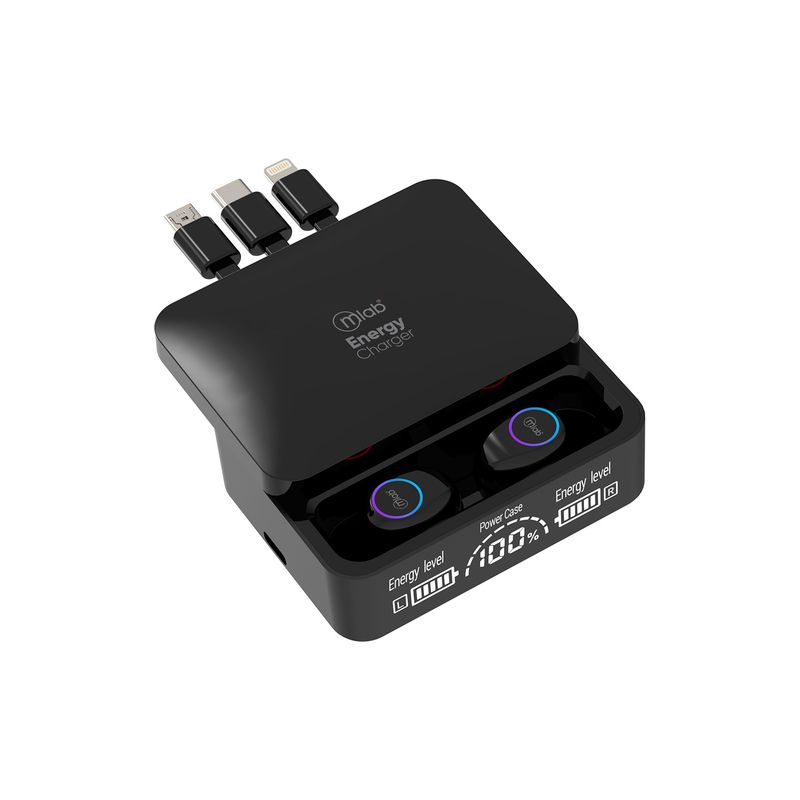MLAB - Audífonos Tws Energy Charger Wired Powerbank 2000Mah 09356