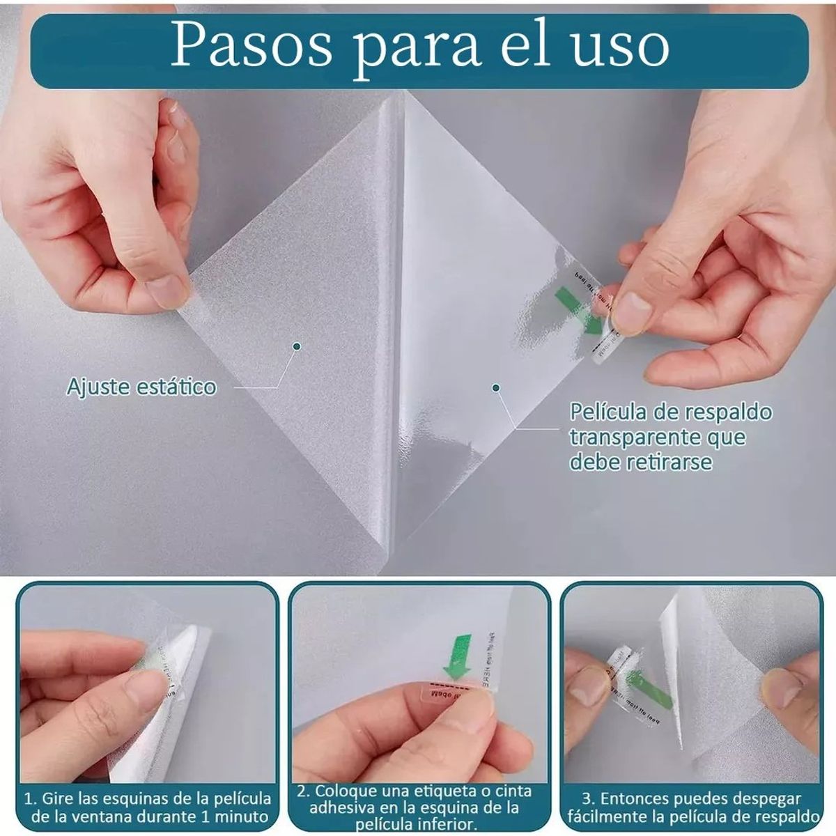 KUANGYE - Privacidad Pvc Película De Ventana Electrostática 100x500cm