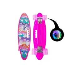 GENERICO - Skate Penny Cruiser Patineta Unicornio Rosa Ruedas Led