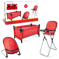 GENERICO - Set Juego Para Muñecas 3 En 1 Silla Mesedora Y Cuna Niñas