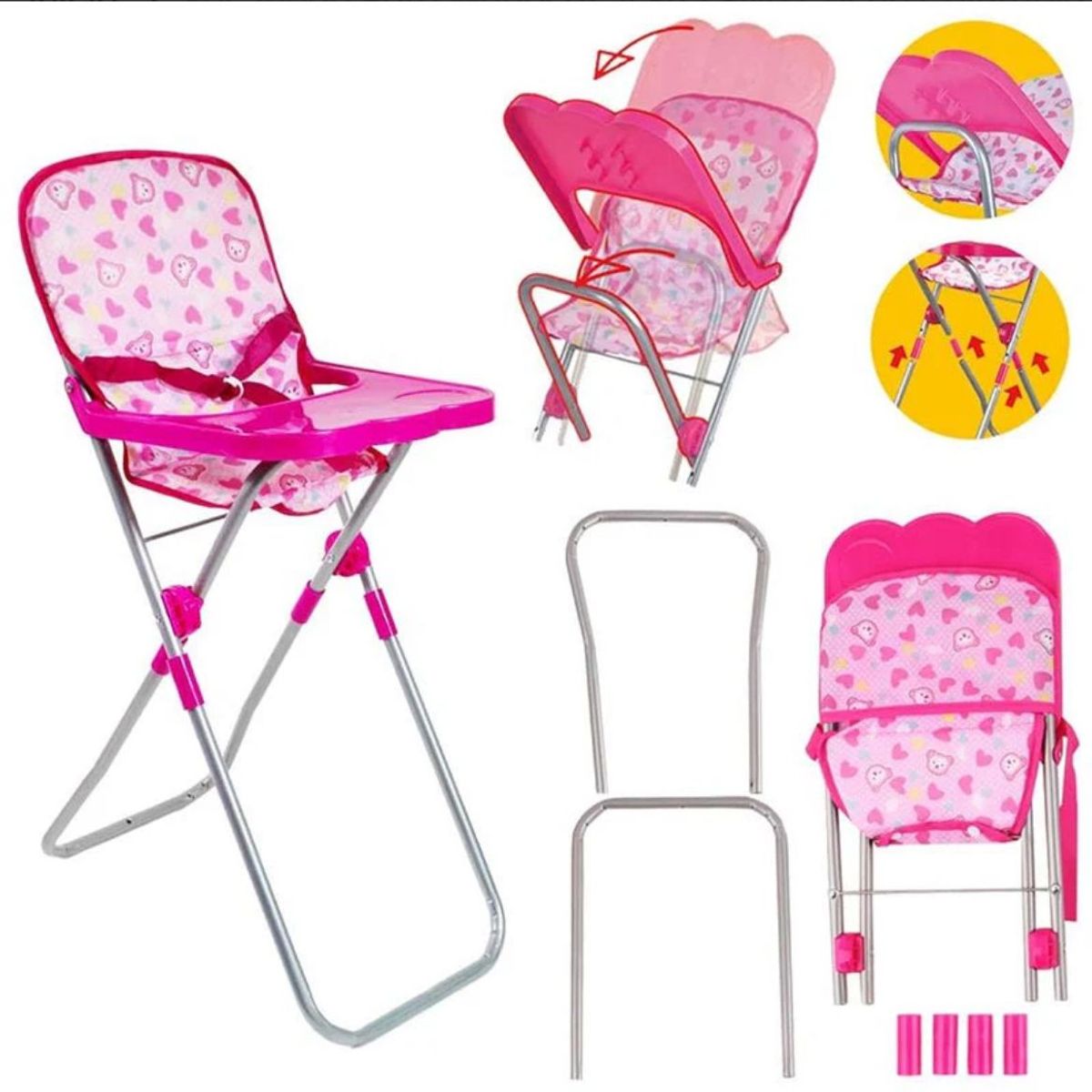 GENERICO - Set Juego Para Muñecas 4 En 1 Silla Cuna Mesedora Carrito