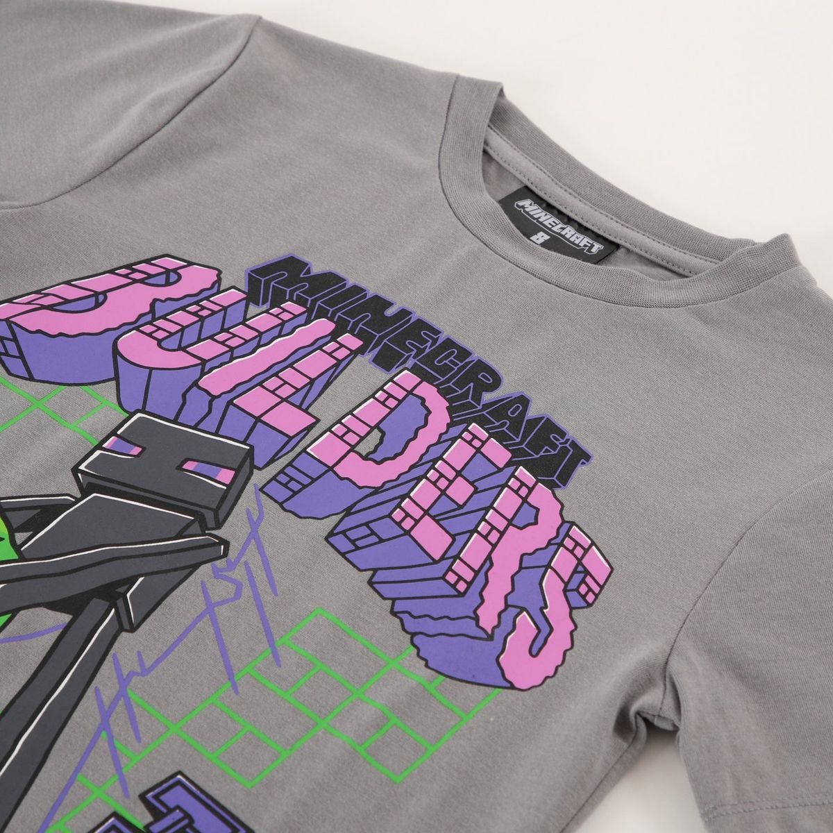 MINECRAFT - Polera Manga Corta Niño Mesa Gris Minecraft