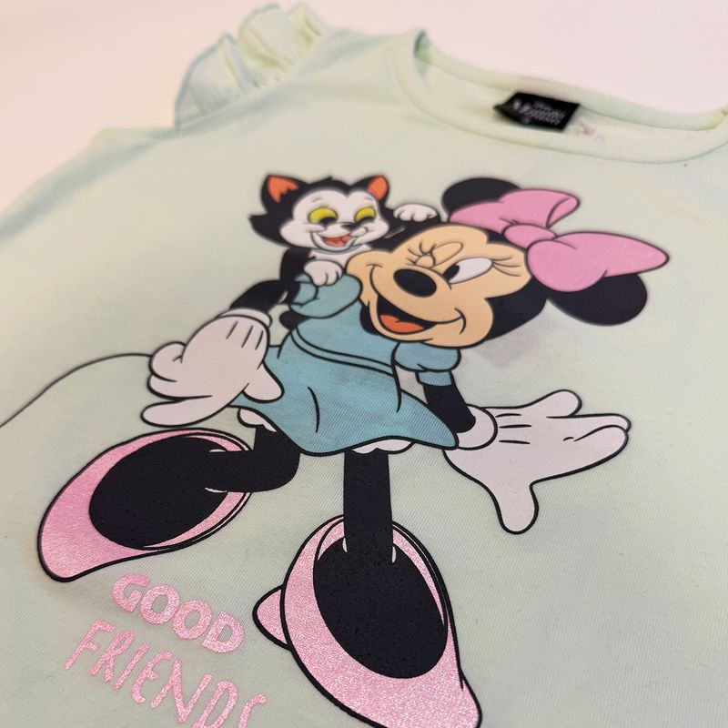 DISNEY - Polera Manga Corta Niña Gato Minnie Verde Disney