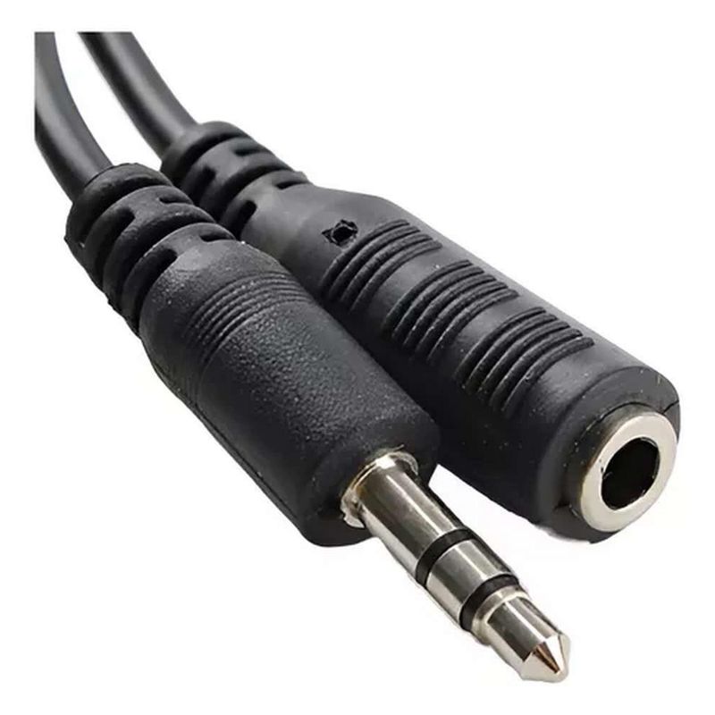 GEN - Cable Extension Audio Plug Jack Audifonos 1.5mts Macho Hembra - Negro