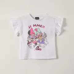 DISNEY - Polera Manga Corta Niña Minnie Summer Blanco
